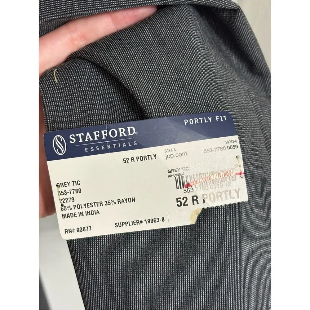 NEW Stafford Men’s Gray Blazer Sport Coat - Size 52R Portly
